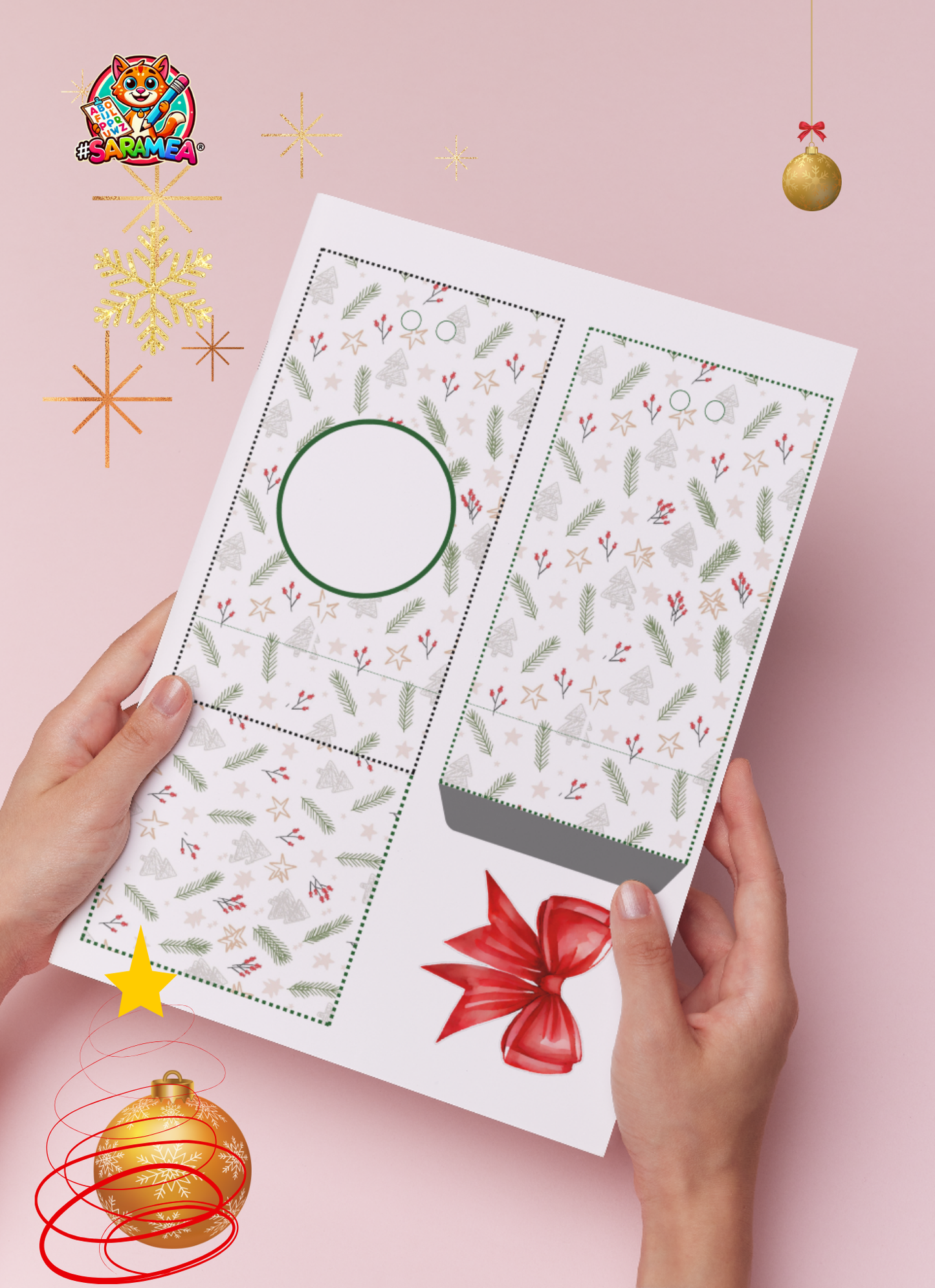 Șablon pentru Glob de Crăciun – Editabil & Canva, Gata de Print