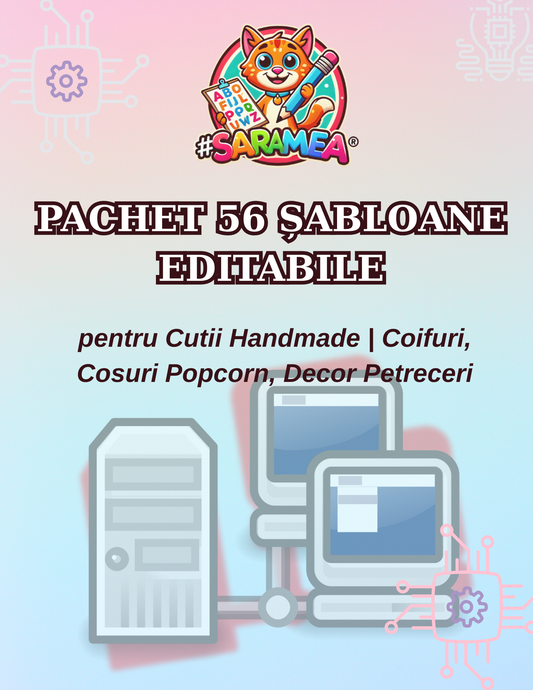 Pachet 56 Șabloane Editabile pentru Cutii Handmade | Coifuri, Cosuri Popcorn, Decor Petreceri