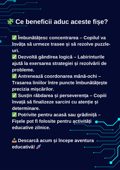 40 de Labirinturi și Activități Punct cu Punct pentru Preșcolari – Jocuri Educative pentru Dezvoltare Cognitivă