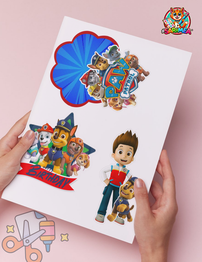 Pachet 5 șabloane tematice felii de tort + topere personalizabile pentru aniversări copii