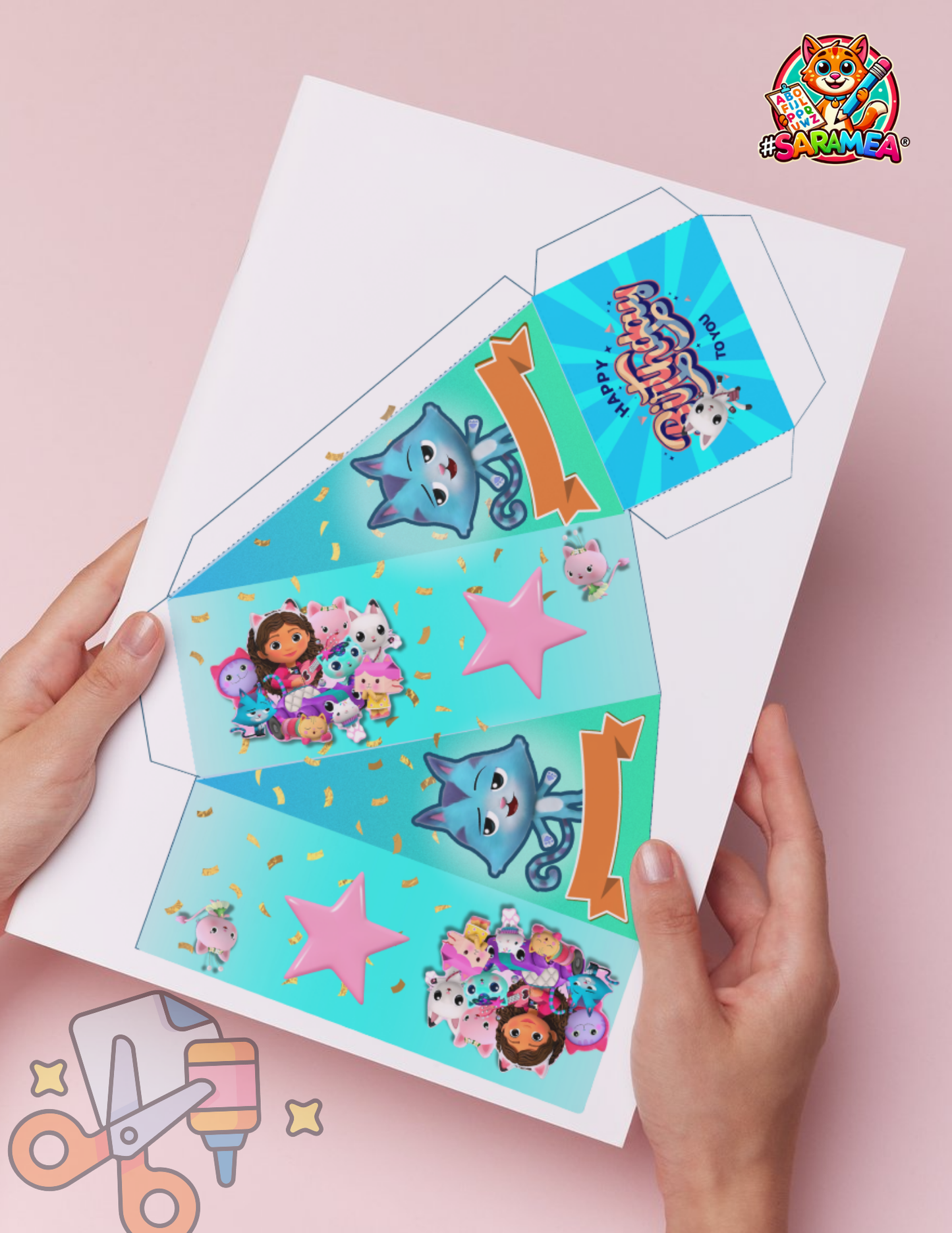 Pachet 5 șabloane tematice felii de tort + topere personalizabile pentru aniversări copii