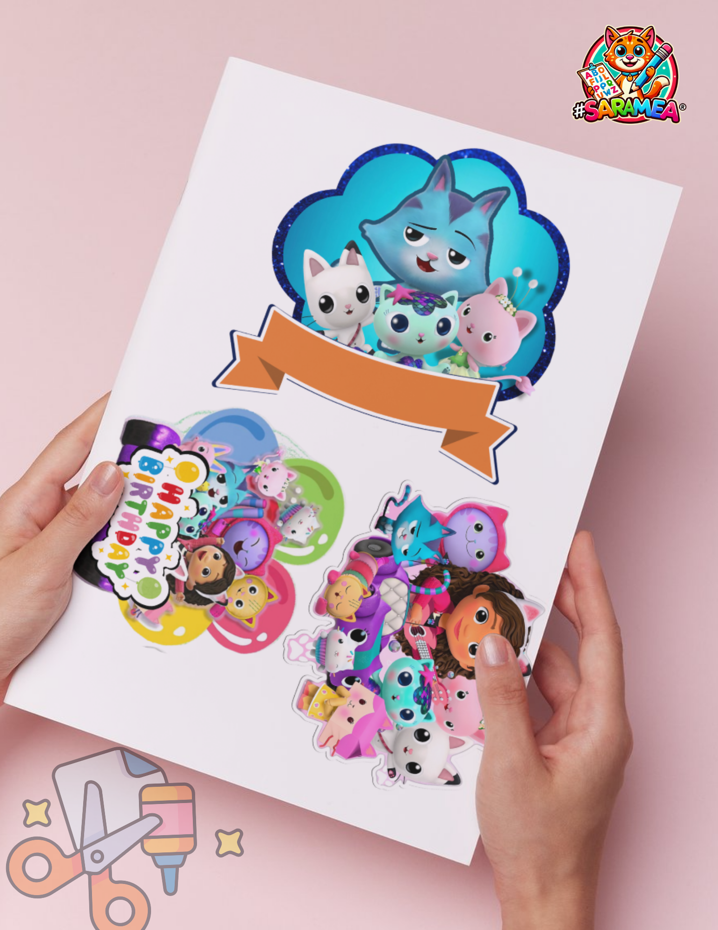 Pachet 5 șabloane tematice felii de tort + topere personalizabile pentru aniversări copii